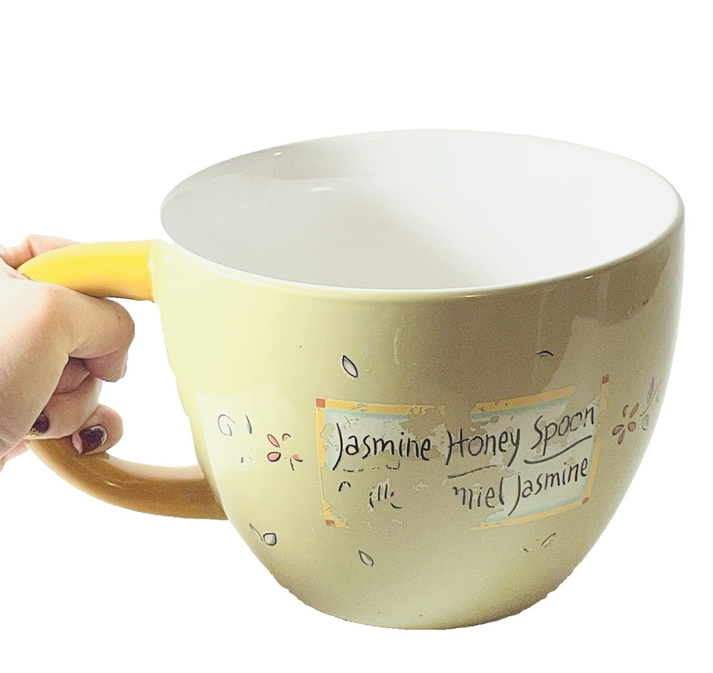 Large Oversized Coffee Mug Jasmine Honey Spoon Soup Cup 7” Wide